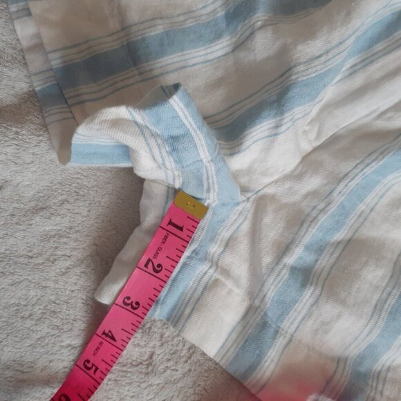 Frame Women's 0 White Blue Stripe 100% Linen High Waist Pleated Front Shorts - Picture 13 of 13